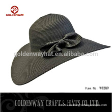 Proveedor negro color 0.8 papel trenza disquete borde sombrero para damas